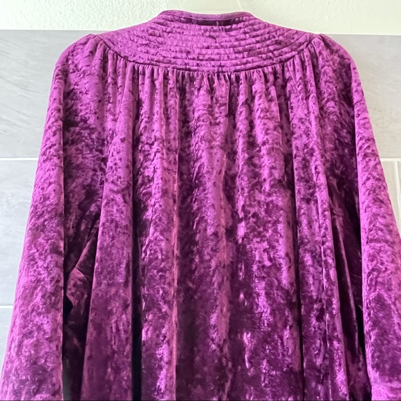 Moonbeams PURPLEE Robe House Coat crushed velvet snap front Size XXL. - Picture 10 of 14